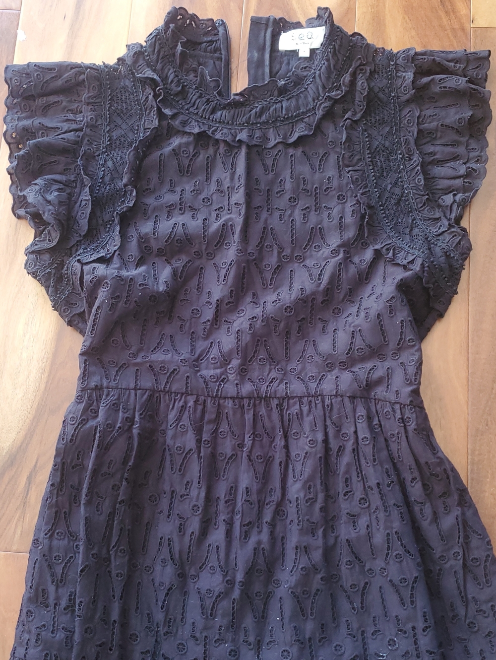Sea New York Black Eyelet Ruffle Dress